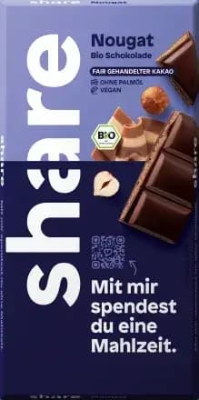 Edelbitter-Schokolade mit Nougat-Füllung | Share | vegan | 100g