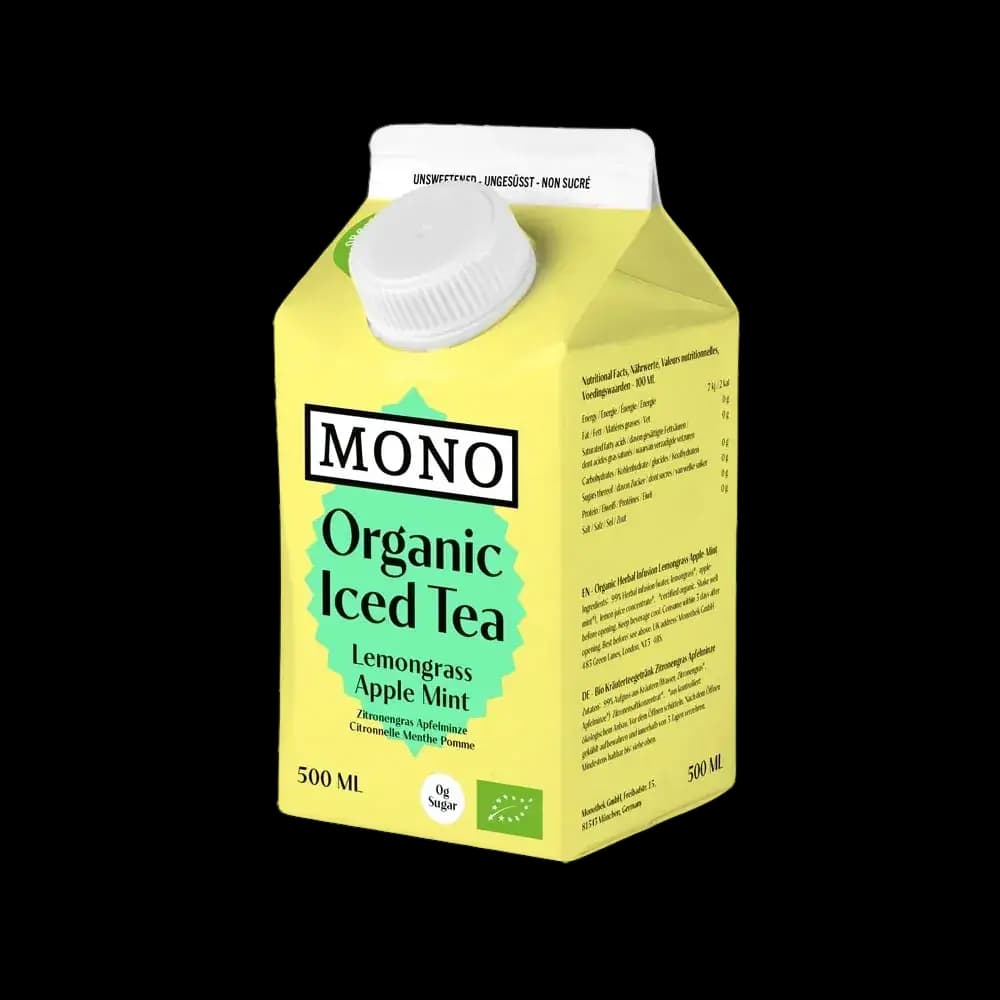 Zuckerfreier Eistee "Zitronengras Apfelminze" | Mono | bio, vegan, glutenfrei, laktosefrei | 500 ml