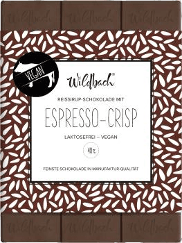 Reissirupschokolade "Espresso-Crisp" l Wildbach l vegan l 70 g