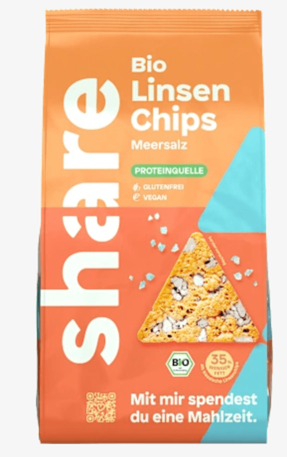 Gesalzene Linsenchips mit schwarzem Reis | Share | bio, glutenfrei | 80 g