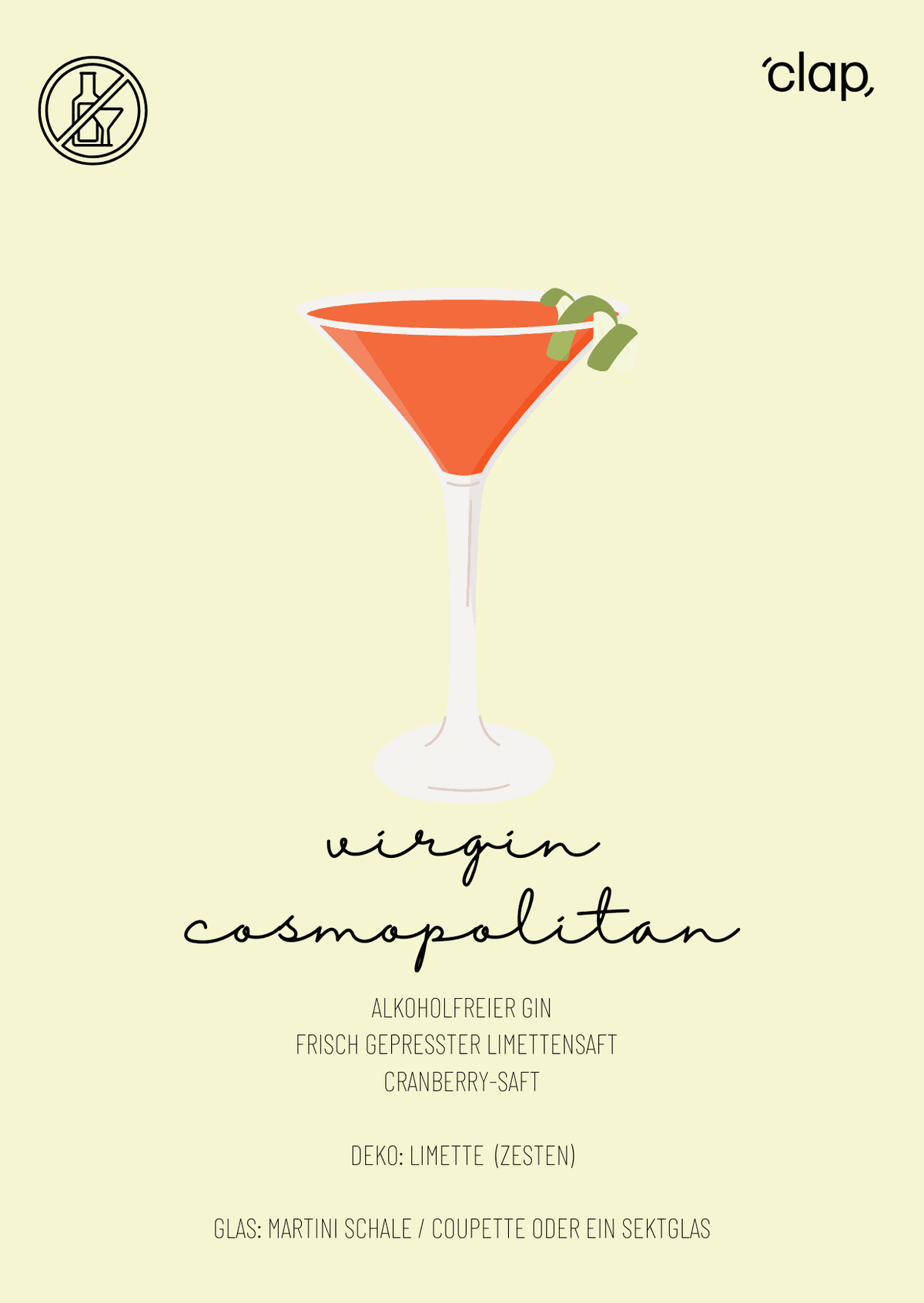 Virgin Cosmopolitan -Cocktail Rezeptkarte