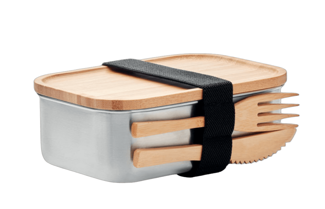 Nachhaltige Lunchbox aus Edelstahl und Bambus inkl. Lasergravur | 600ml