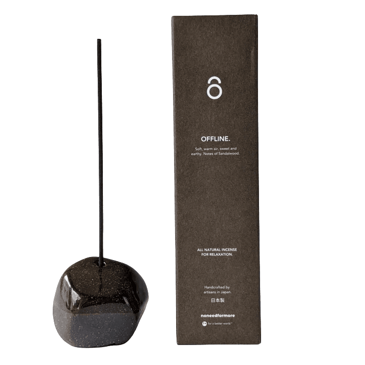 Duo Set - Pebble Räucherstäbchenhalter Braun & Natürliche Räucherstäbchen "Offline"