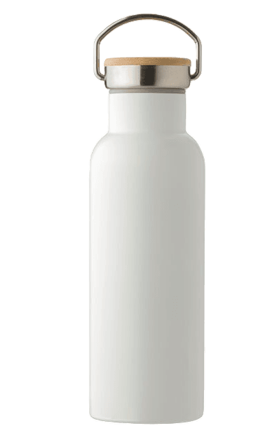 Moderne Stainless-Steel Flasche mit Bambusdeckel - Aktionspreis bis 30.09." zu 11,87