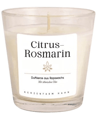 Duftkerze Citrus Rosmarin | Rapswachs weiß | im Glas
